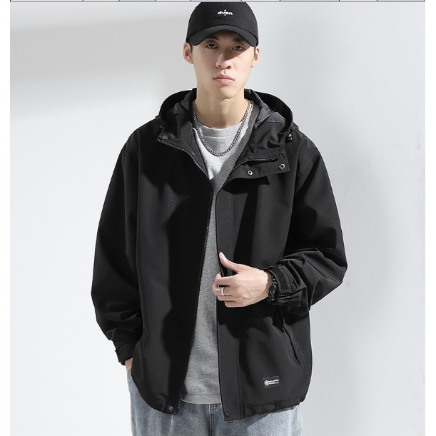 Áo khoác gió unisex 2 lớp dày dặn Logo trước + Có túi bên trong - Áo khoác dù nam nữ form rộng, KG2 - Uzangshop