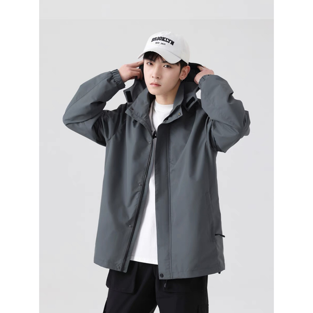 Áo khoác gió unisex 2 lớp dày dặn Logo trước + Có túi bên trong - Áo khoác dù nam nữ form rộng, KG2 - Uzangshop