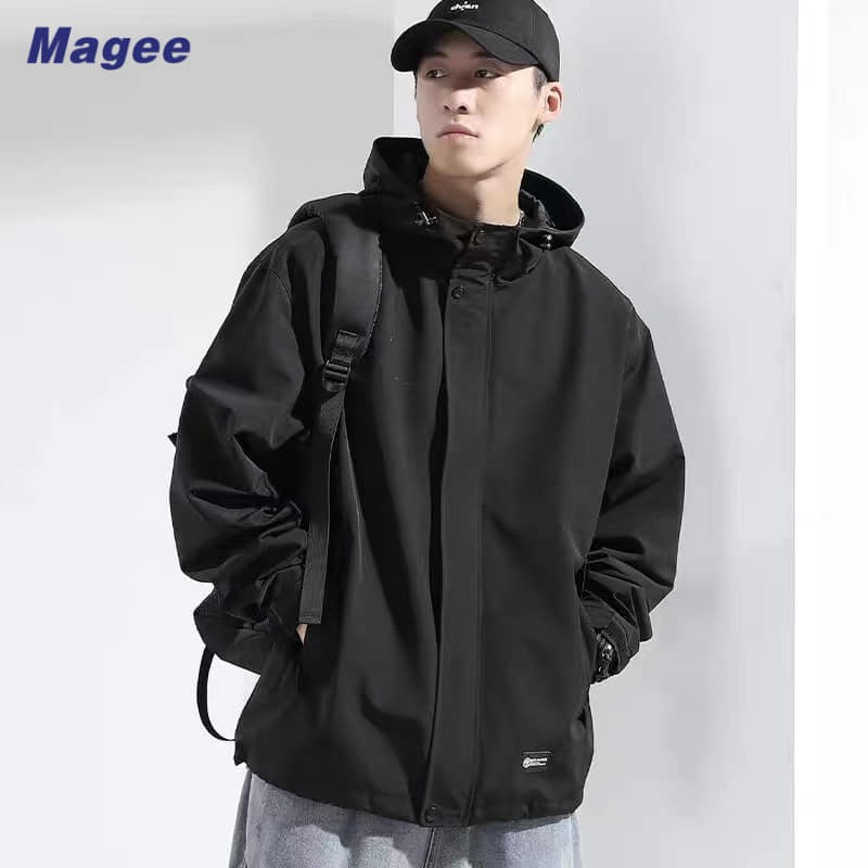 Áo khoác gió unisex 2 lớp dày dặn Logo trước + Có túi bên trong - Áo khoác dù nam nữ form rộng, KG2 - Uzangshop