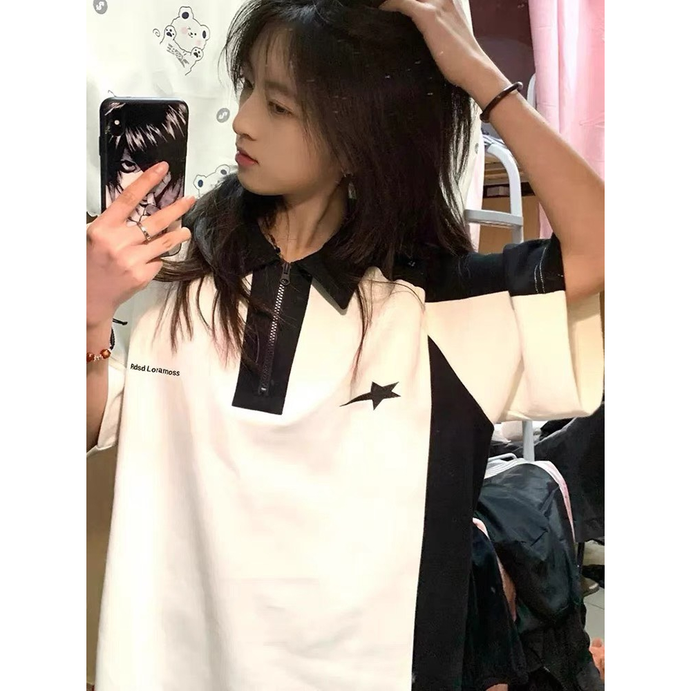 Áo Polo Phối Khoá Kéo thêu SuperStar UzangShop Local Brand Polo Unisex Nam Nữ Oversize - NC1996