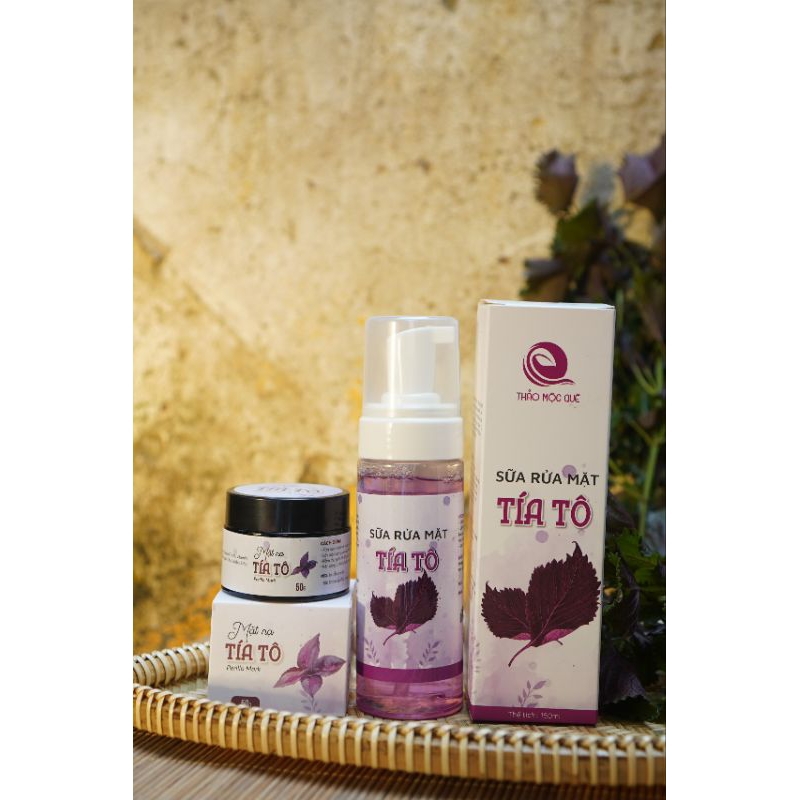 Combo mặt nạ tía tô - sữa rửa mặt tạo bọt tía tô ( tặng cọ quét mặt nạ)