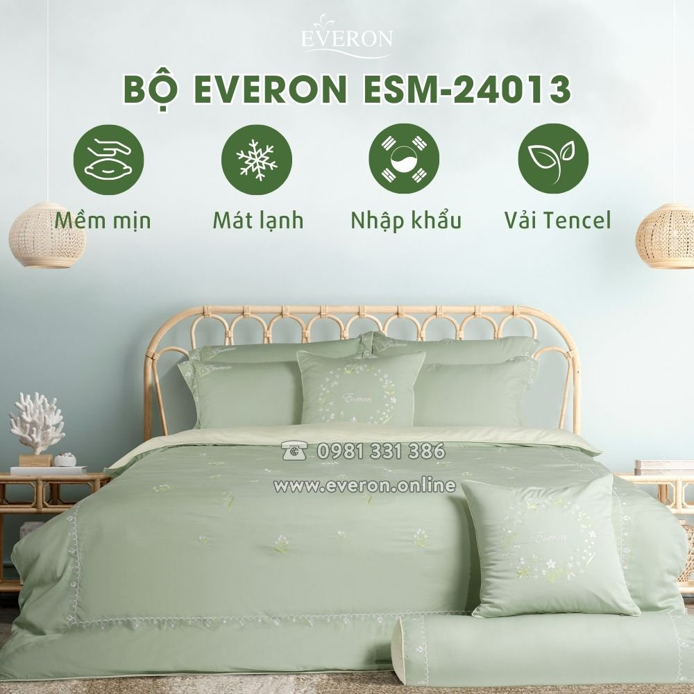 Bộ chăn ga Everon ESM24013 chất liệu Modal, bộ ga phủ và bộ ga chun chần 4 mùa