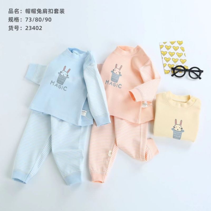 325 Bộ dài tay cài vai cotton nỉ dày vừa hàng quảng châu loại 1 cho bé trai/ bé gái (6-12kg)