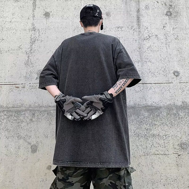 Áo thun Loang unisex Local brand Chữ Hồng - Áo phông wash đen Ullzang tay lỡ nam nữ 100% Cotton.