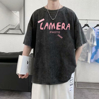 Áo thun xám loang unisex Local brand Chữ Hồng - Áo phông wash đen Ullzang tay lỡ nam nữ 100% Cotton