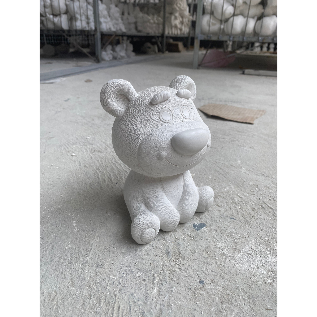 GẤU DÂU tượng thạch cao tô màu size vừa