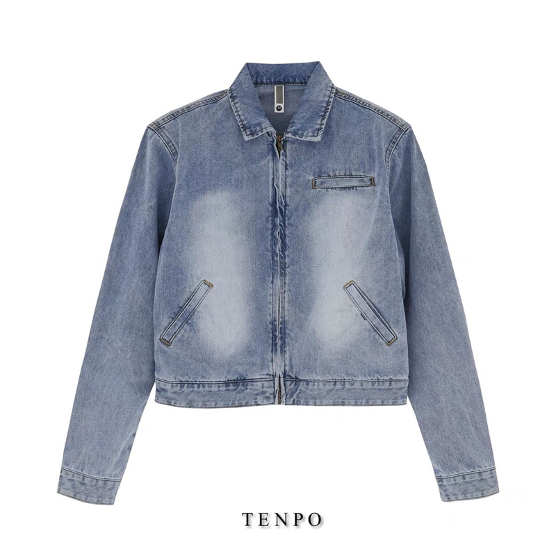 ÁO KHOÁC DENIM KHOÁ KÉO TENPO | Denim Jacket Zip Wash AK07