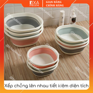 Chậu gấp gọn, Thau xếp gọn Silicon tiết kiệm không gian mang đi du lịch, Thau rửa mặt cho sinh viên tiện lợi KIXADECOR