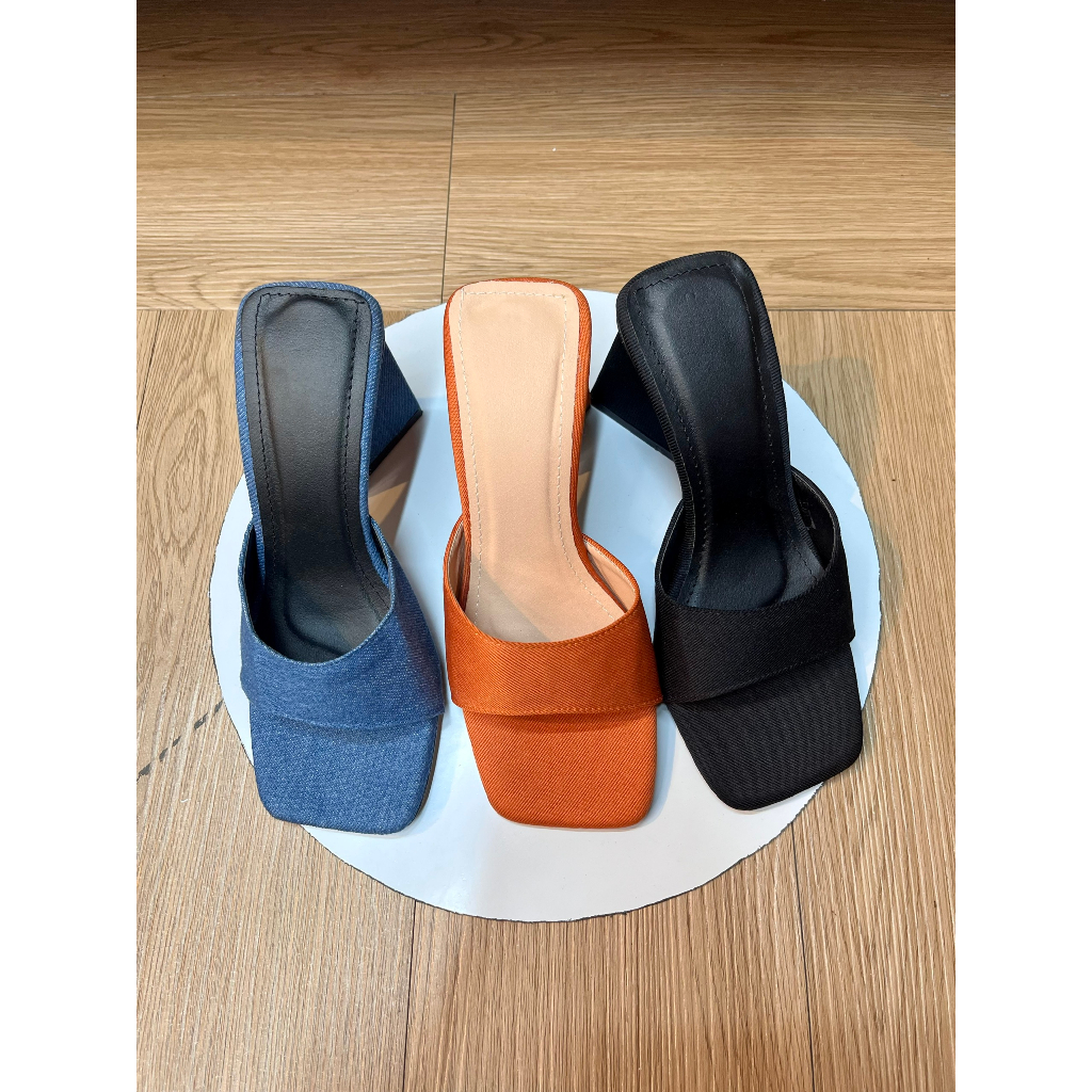 Giày gót tam giác bọc vải rin cực chắt hot 2023 9cm.