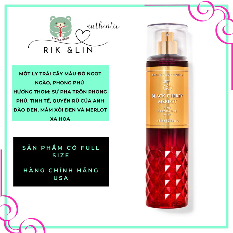 Auth_BLACK CHERRY MERLOT |LEAVES | FALL IN BLOOM _ Xịt Thơm Body Mist Toàn Thân