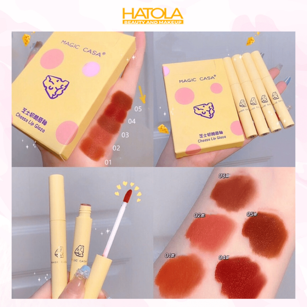 Sét son kem MAGIC CASA Vàng phô mai 5 cây son kem lì