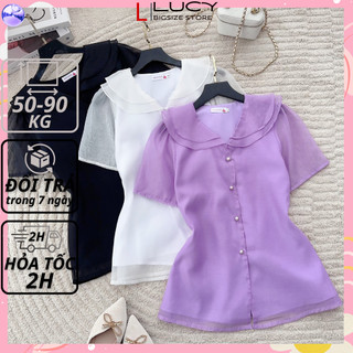 Áo bigsize nữ kiểu kiểu nút ngọc 3 màu đi chơi chất lụa thoáng mát LUCY big size 50 - 90 kg