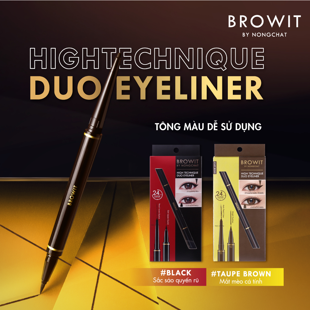 Bút Kẻ Mắt 2 Đầu Sắc Nét và Chống Nước Browit Hightechnique Duo Eyeliner 0.5ml + 0.14g