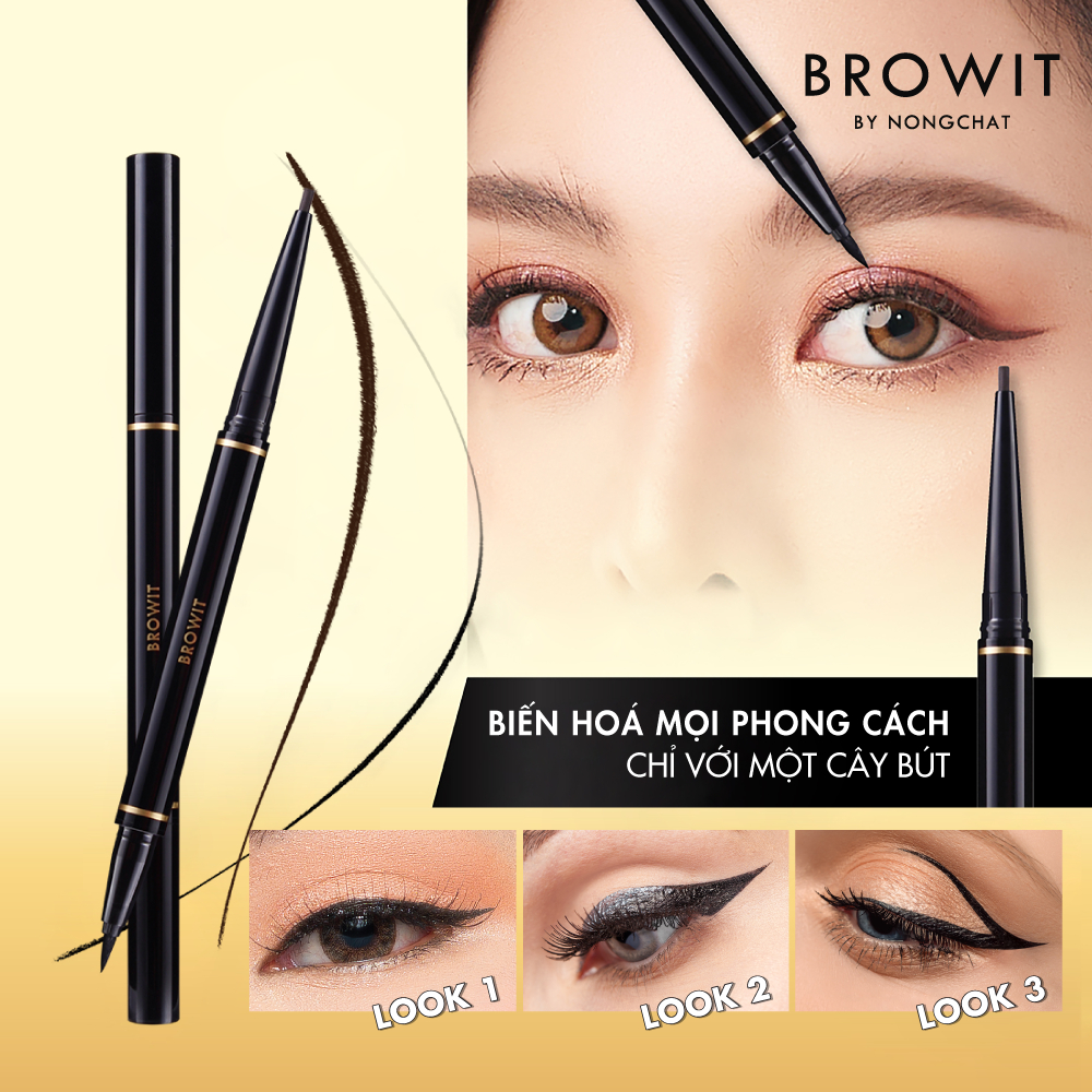 Bút Kẻ Mắt 2 Đầu Sắc Nét và Chống Nước Browit Hightechnique Duo Eyeliner 0.5ml + 0.14g