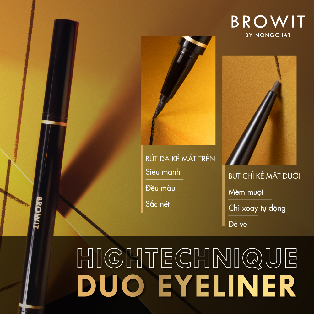 Bút Kẻ Mắt 2 Đầu Sắc Nét và Chống Nước Browit Hightechnique Duo Eyeliner 0.5ml + 0.14g