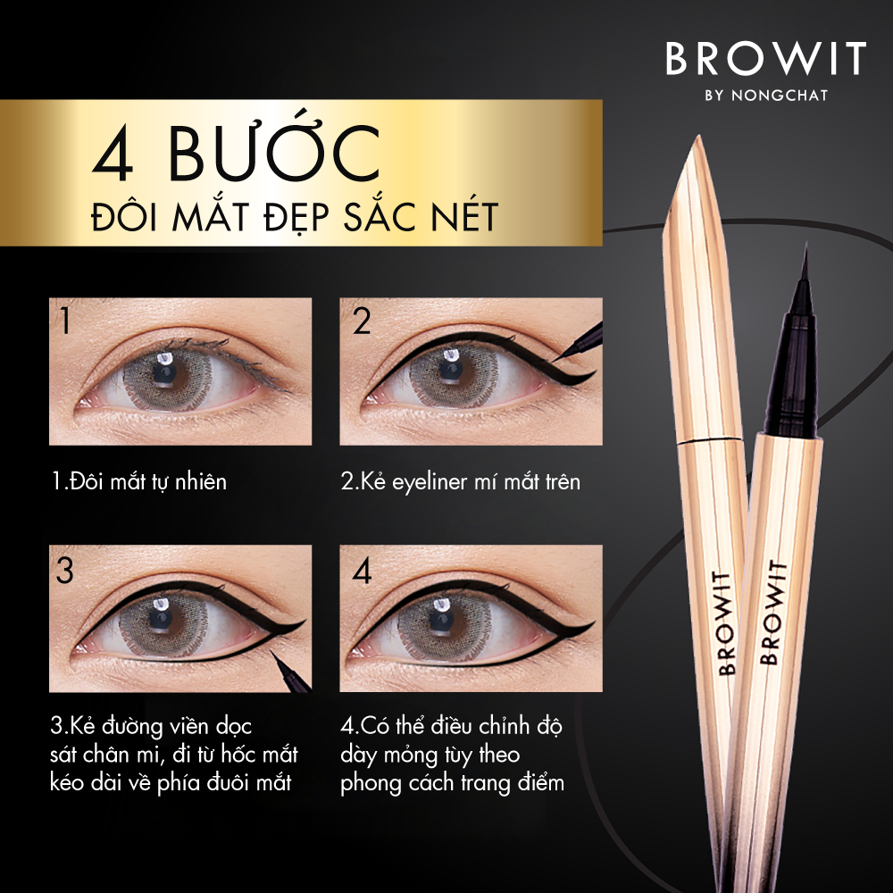 Bút kẻ mắt Browit Ultra Fine Eyeliner 0.01mm 0.5g, Ngòi bút linh hoạt siêu mảnh