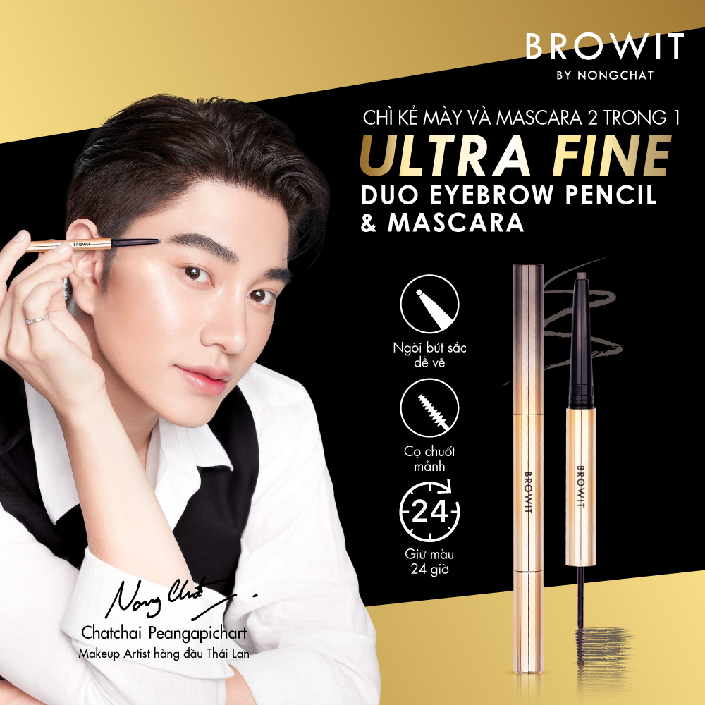 Chì kẻ mày và mascara 2 trong 1 Browit Ultra Fine Dou Eyebrow Pencil & Mascara