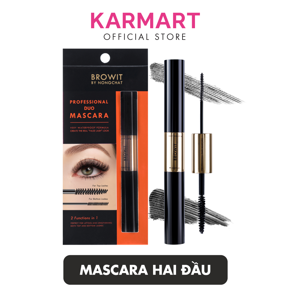 Mascara 2 Đầu Browit Chống nước, chống mồ hôi Dài và Tơi mi Professional Duo Mascara 4 + 4g SEXY BLACK