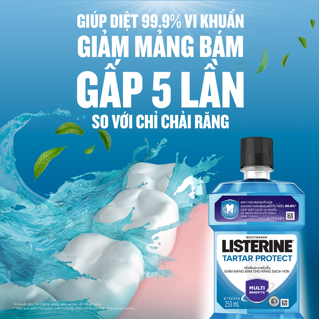 Nước súc miệng ngăn ngừa mảng bám Listerine Tartar Protection 250ml