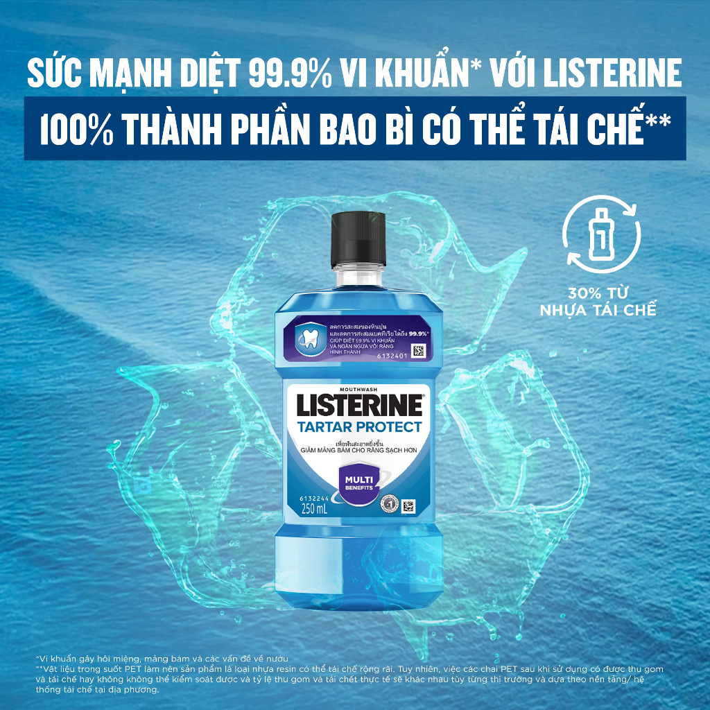 Nước súc miệng ngăn ngừa mảng bám Listerine Tartar Protection 250ml