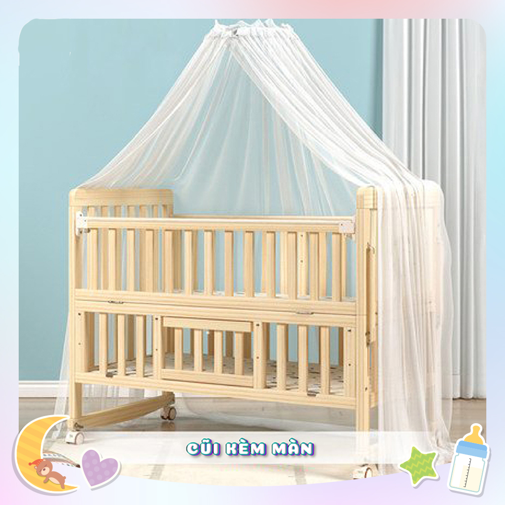 Nôi cũi cho bé thông minh 6 chế độ 2 tầng đa năng có bánh xe (bảo hành 24 tháng)