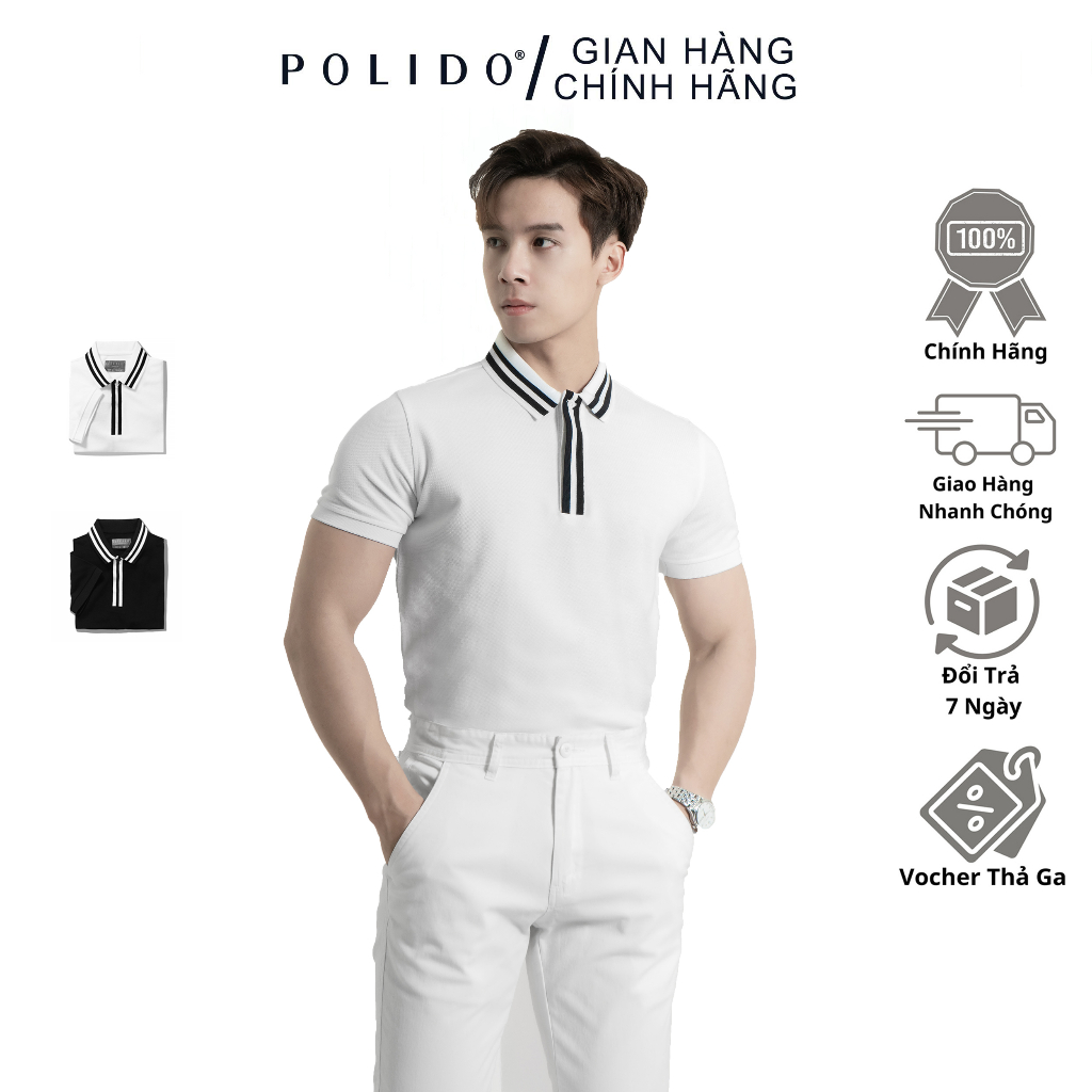 Áo Polo Nam Phối Cổ Polido Chất Liệu Mềm Mịn Thoáng Mát Thời Trang Cho Nam Hiện Đại Phong Cách Lịch Lãm Trẻ Trung