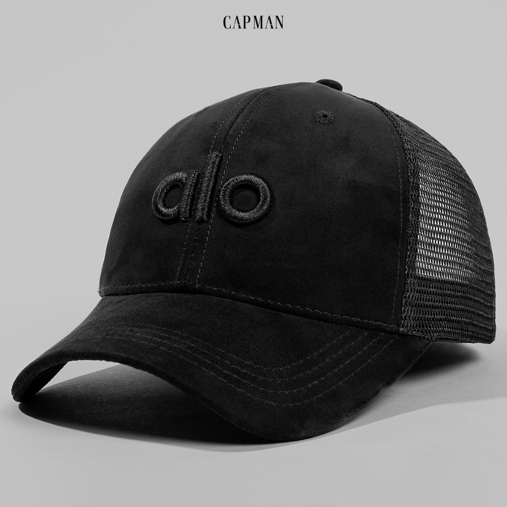 Mũ lưỡi trai màu đen alo CAPMAN da lộn phối lưới CM41