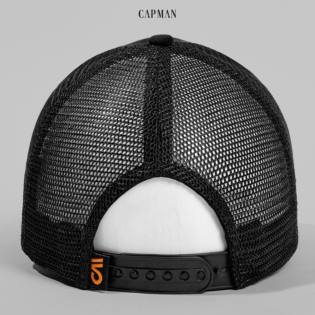 Mũ lưỡi trai màu đen alo CAPMAN da lộn phối lưới CM41
