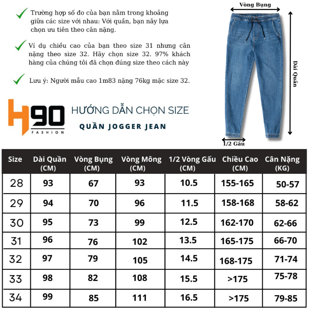Quần Jogger Jean Nam H90 Dáng Ôm SLimfit Bo Gấu Màu Xanh Chàm Chất Bò Co Giãn Cao Cấp Thoải Mái Vận Động MTRJ007