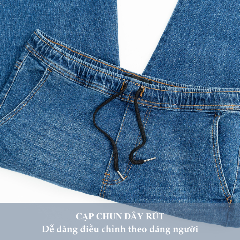 Quần Jogger Jean Nam H90 Dáng Ôm SLimfit Bo Gấu Màu Xanh Chàm Chất Bò Co Giãn Cao Cấp Thoải Mái Vận Động MTRJ007