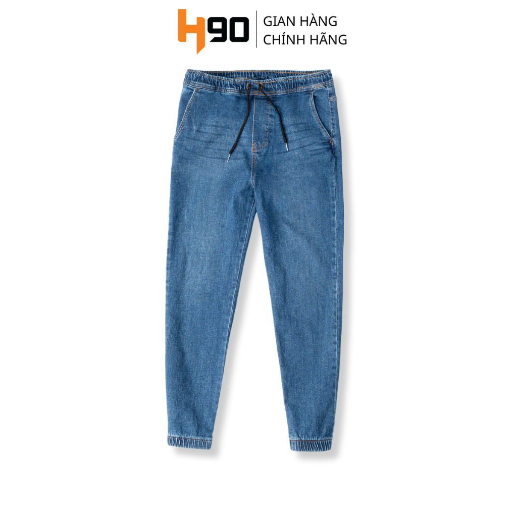 Quần Jogger Jean Nam H90 Dáng Ôm SLimfit Bo Gấu Màu Xanh Chàm Chất Bò Co Giãn Cao Cấp Thoải Mái Vận Động MTRJ007