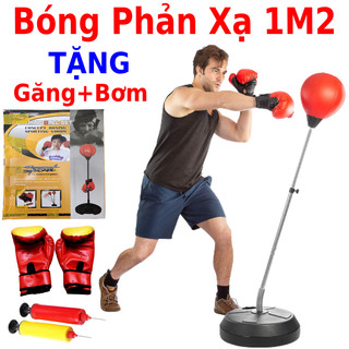 Bóng Tập Phản Xạ Đấm Bốc Boxing  Phản Xạ Cho Bé Và Người Lớn + Tặng Găng + Bơm Hơi