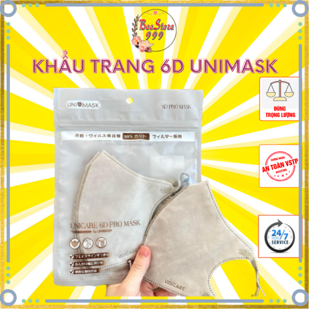 (Free Ship ) Thùng 100 chiếc Khẩu trang UNICARE 6D Promask Mẫu Thời Trang Mới Cực Sang, Xịn, Mịn