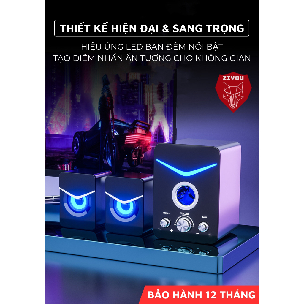 Loa Vi Tính Để Bàn Tích Hợp Bluetooth Ziyou CS20 Âm Thanh 9D Super Bass Cực Căng Nghe Nhạc Siêu Hay