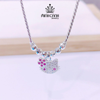 Dây Chuyền Bạc Mèo Hello Kitty Mix Bi Cho Bé Gái - Minh Canh Jewelry