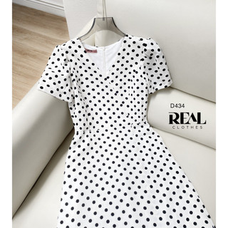 Đầm Chéo Chấm Bi Trắng_REAL