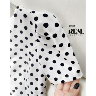 Đầm Chéo Chấm Bi Trắng_REAL
