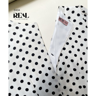 Đầm Chéo Chấm Bi Trắng_REAL