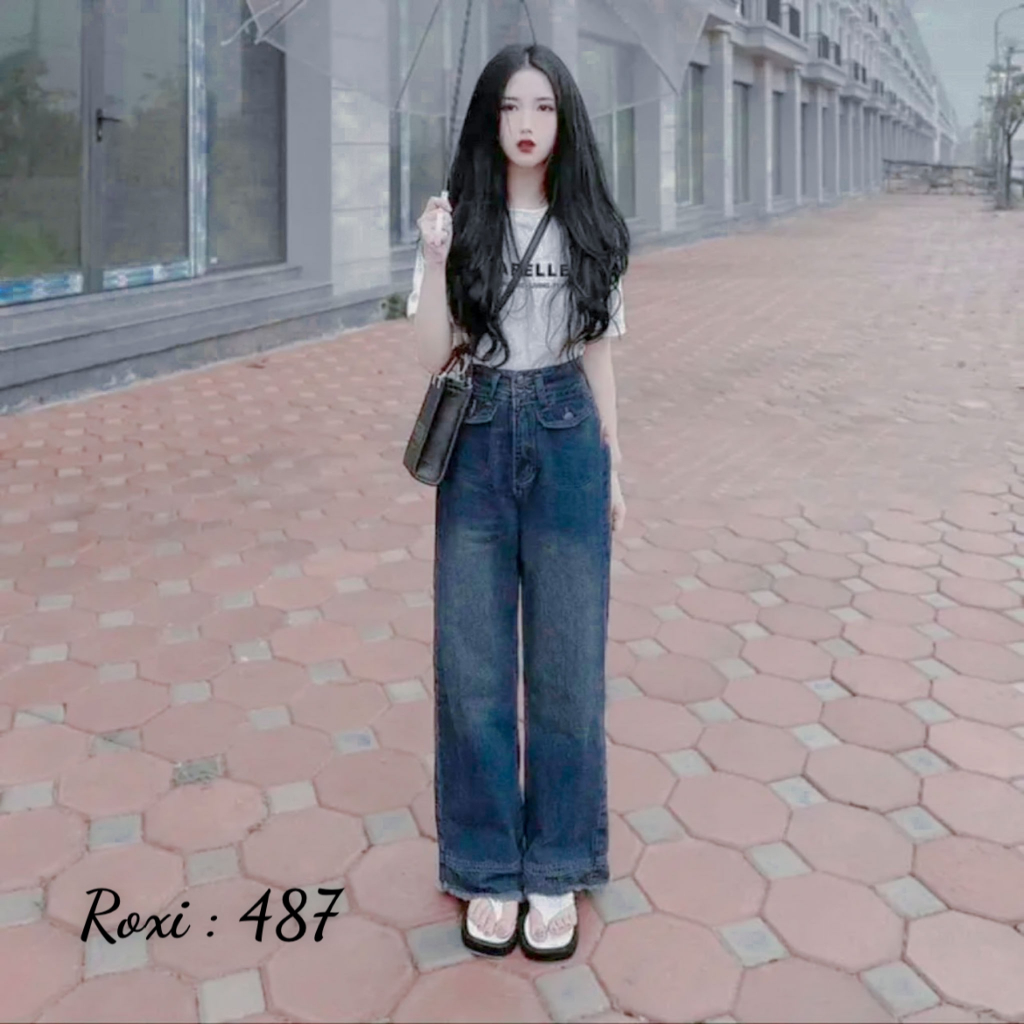 Quần Jean Nữ Dài Lưng Cao Ống Rộng Không Giãn Hot Trend ULZZANG 487 Hình thật shop tự chụp kèm Video