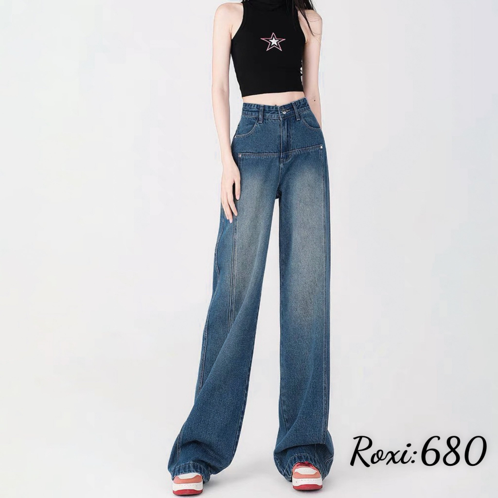 Quần Jean Nữ Dài Lưng Cao Ống Rộng Không Giãn Hot Trend ULZZANG Rách Nhẹ GIGI4004 Hình thật shop tự chụp kèm Video