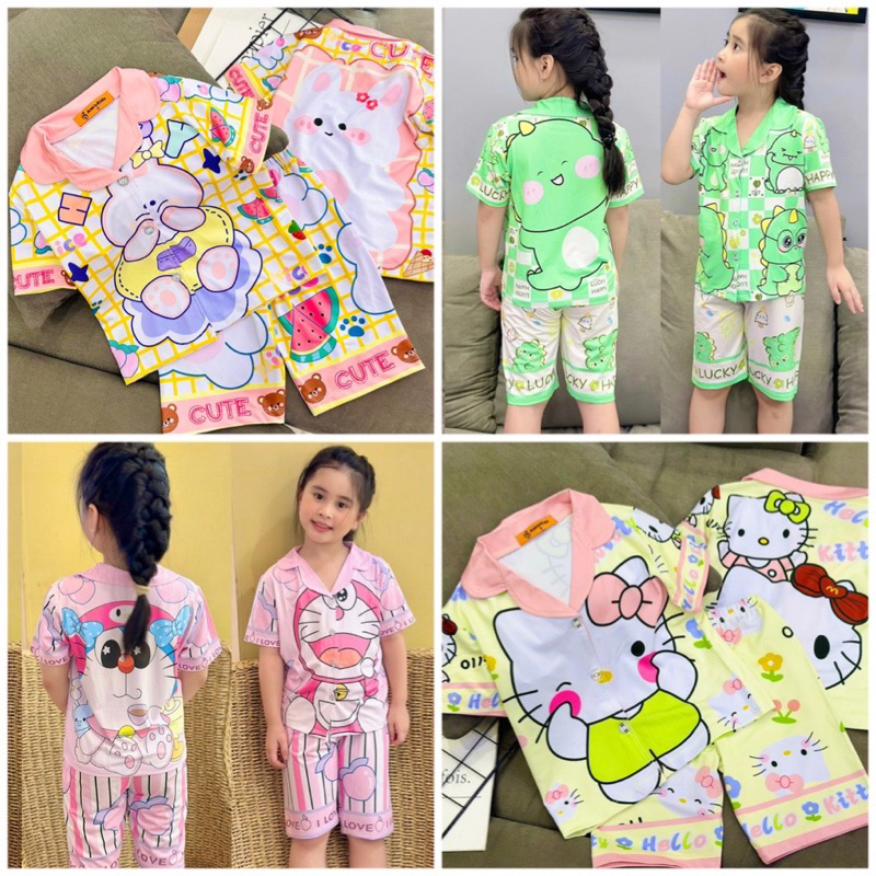 11-42kg đồ bộ bé gái - pizama tay ngắn quần lửng siêu cưng, thun lạnh loại 1 mềm mịn (121)