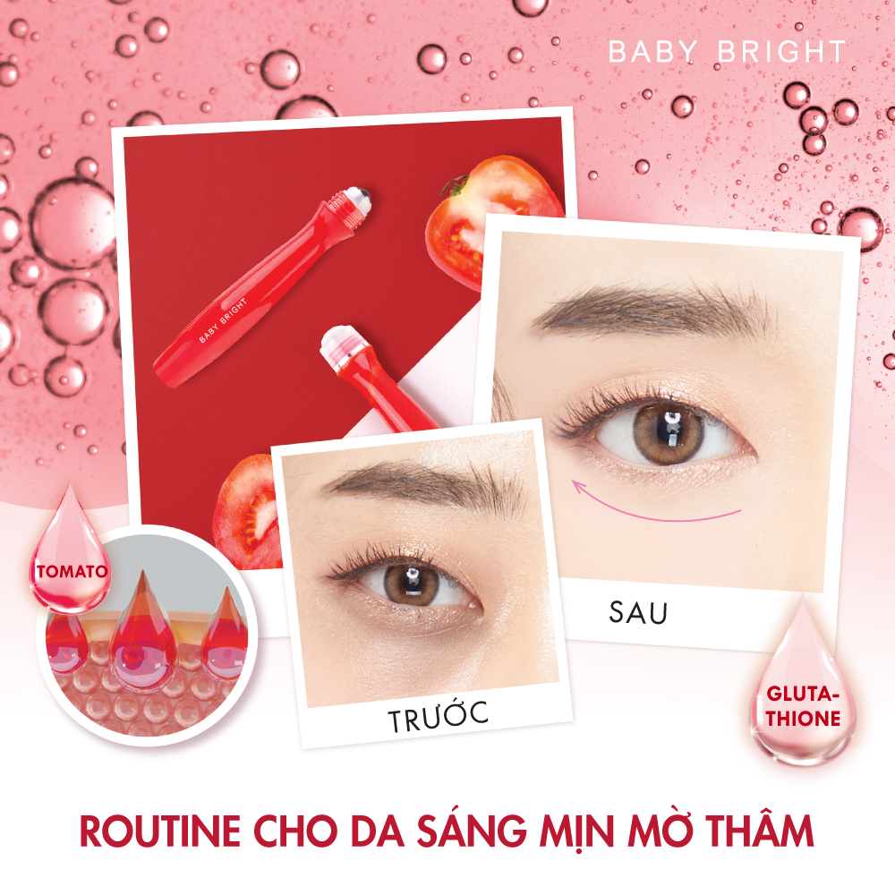 Lăn mắt dưỡng sáng & ngừa thâm Baby Bright Tomato & Gluta Bright Eye Roller Serum 15ml