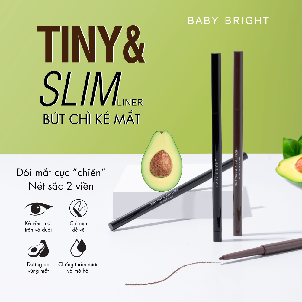 Bút kẻ mắt 2 in 1 Baby Bright Tiny & Slim Liner 0.1g