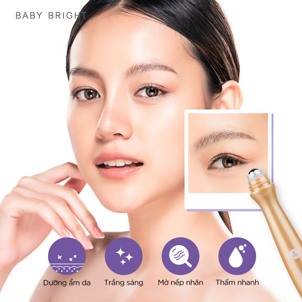 Cây lăn mắt chống nhăn mắt Baby Bright 5hya & Peptide Firming Eye Roller Serum 15ml