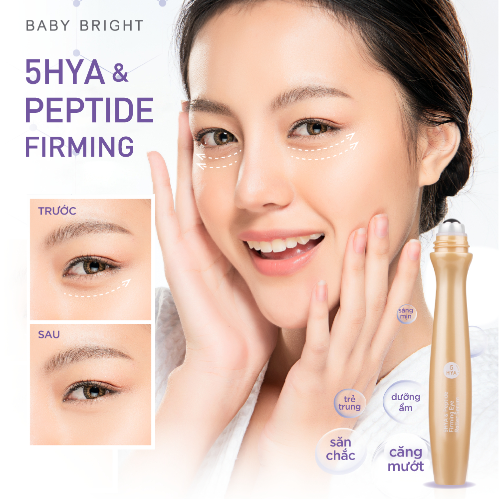 Cây lăn mắt chống nhăn mắt Baby Bright 5hya & Peptide Firming Eye Roller Serum 15ml