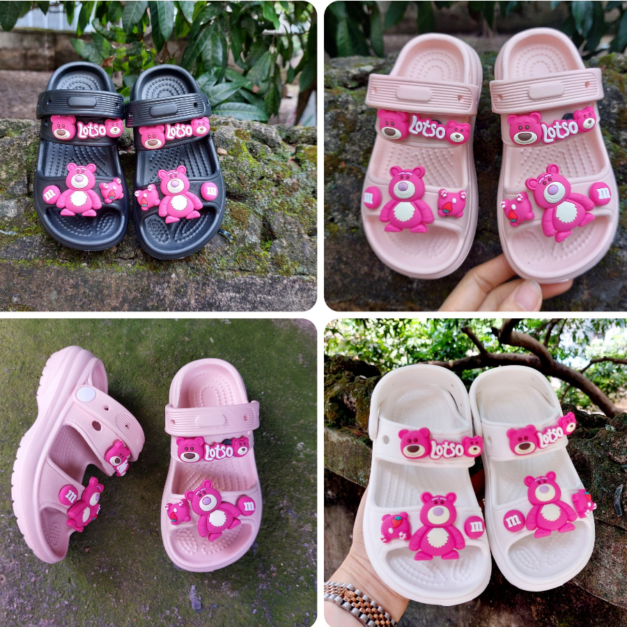 Dép quai hậu,dép xan đan,Cross [kèm sticker] cho bé gái từ 3 - 9 tuổi đế cao 2-3cm êm mềm chân SDBM01.