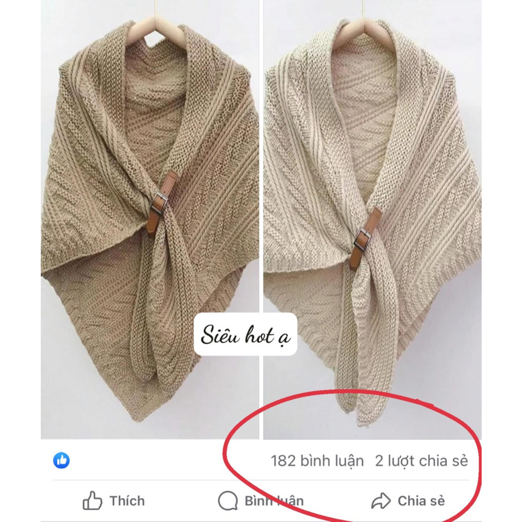 Khăn choàng len nữ mùa đông len thừng cashmere dày dặn siêu hot 2023