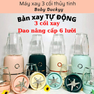 Máy Xay Thịt Cá Tôm Cua Sinh tố Hạt Khô Gạo Đá ăn dặm . Máy xay đa năng 3 cối thủy tinh 6 lưỡi dao BABY DUCKYY tự động