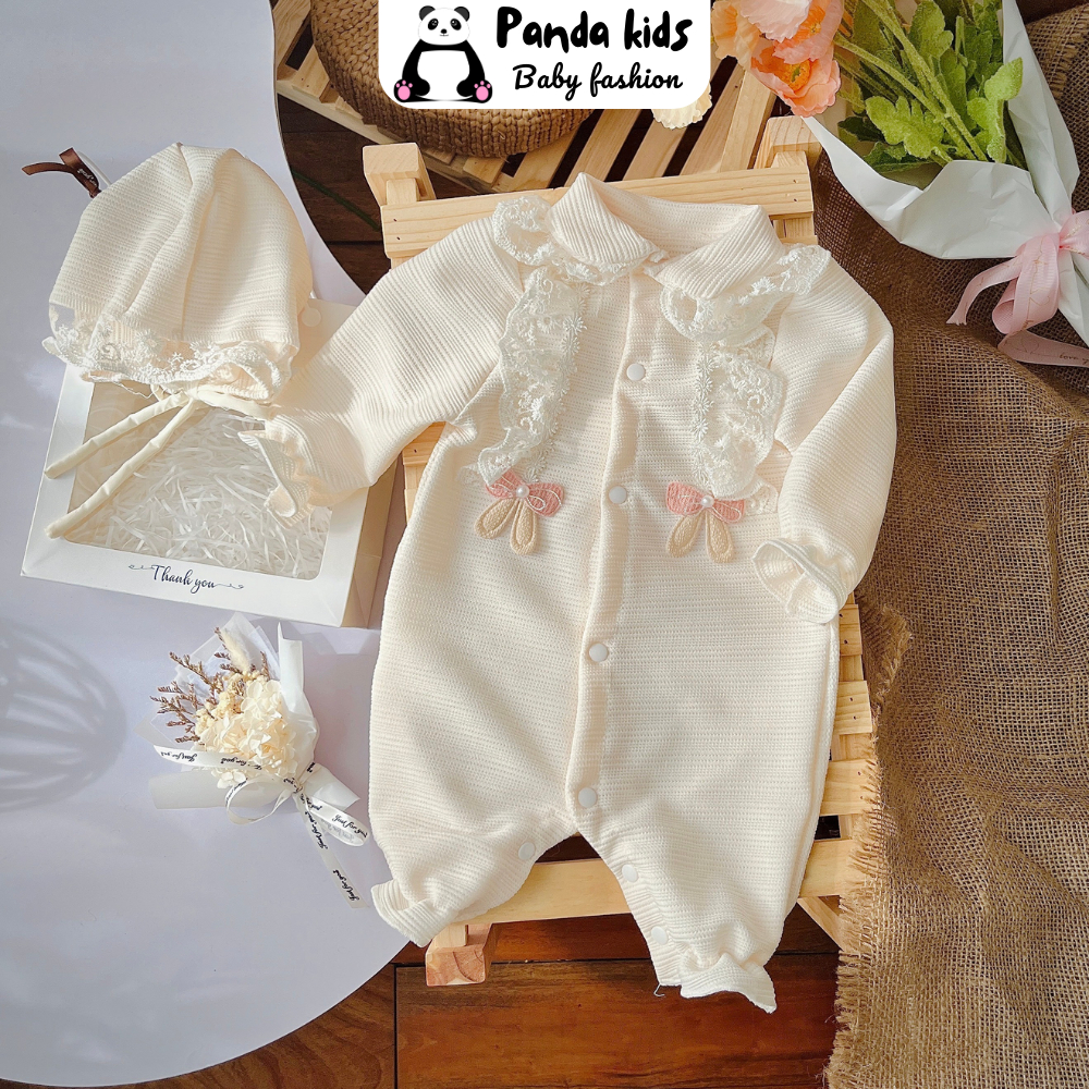 Bodysuit, body liền thân dài tay hè thu cho bé gái sơ sinh từ 4-11kg chất liệu tăm gạo thôi nôi, đầy tháng đi chơi