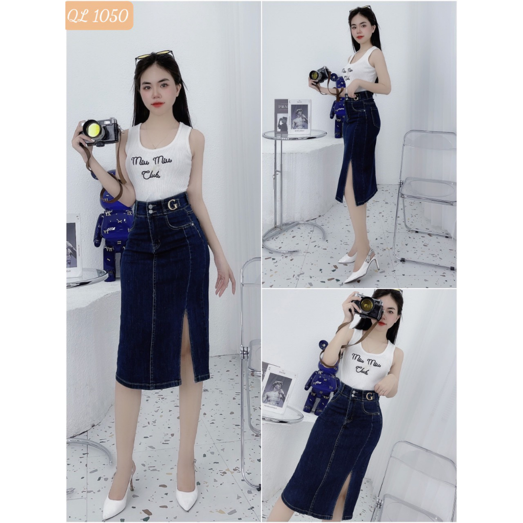 Chân váy dài mqTRUNK chân váy jean phong cách thời thượng 1050 | BigBuy360 - bigbuy360.vn